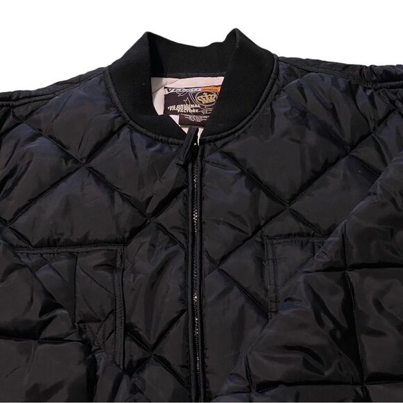 Veezo Wear Vintage Quilted Black Jacket Men’s XL Full Zip Puffer Style Retro - Picture 2 of 7